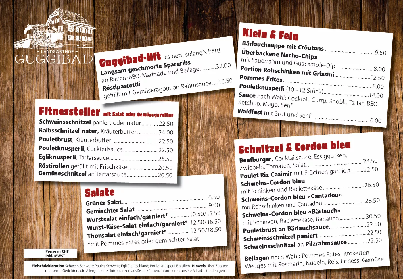 Speisekarte - Landgasthof Guggibad