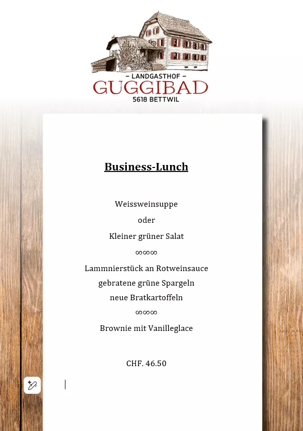 Business Lunch Guggibad