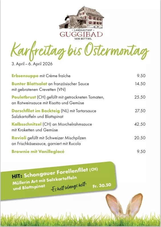 Ostermenü 2026 im Guggibad